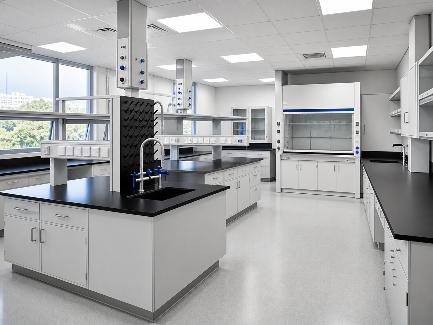 Completed full-steel laboratory furniture installation